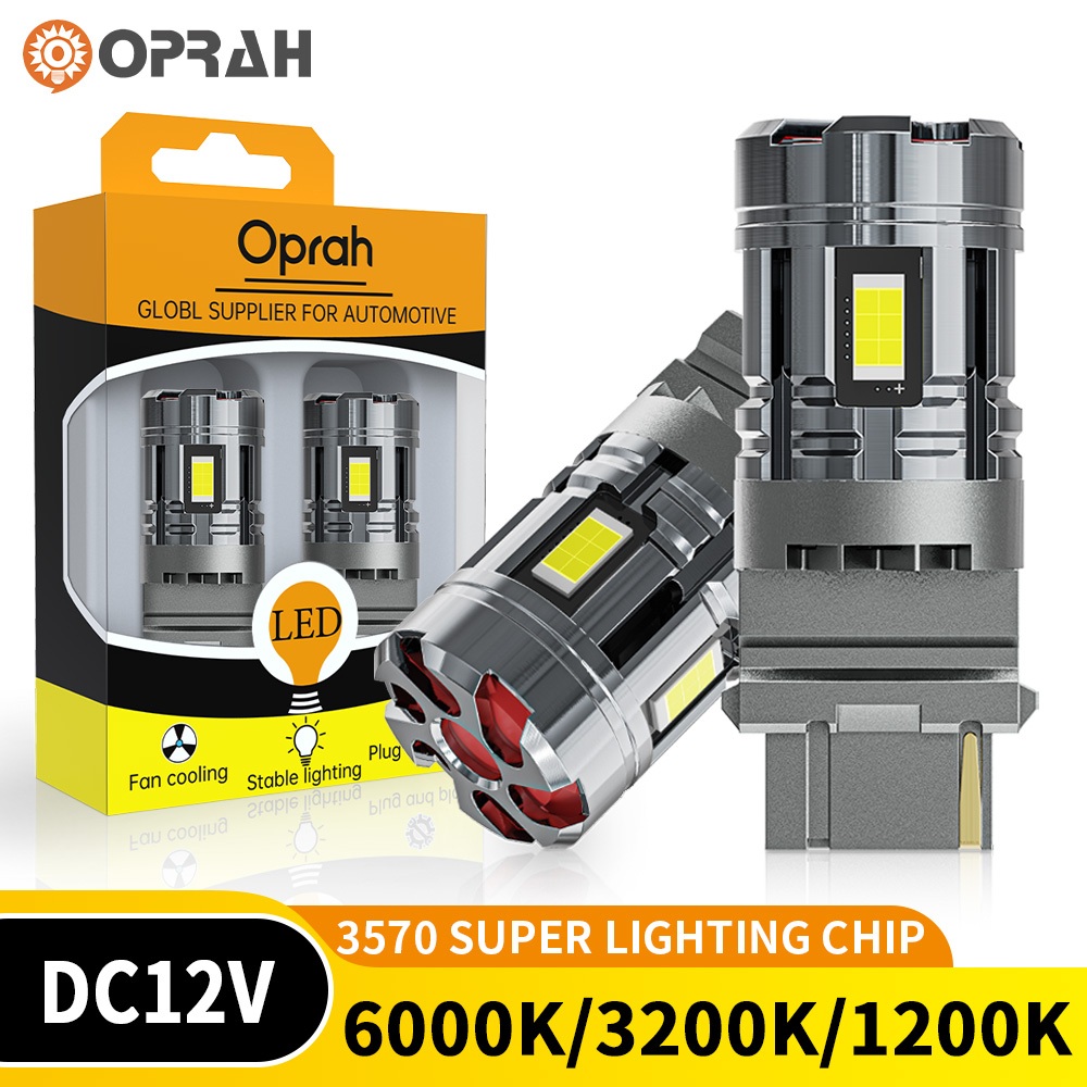 OPRAH 2PCS ไม่มี Hyper Flash T20 7440 1156 ไฟเลี้ยว LED 3570 LED 4SMD พร้อมพัดลม 12V