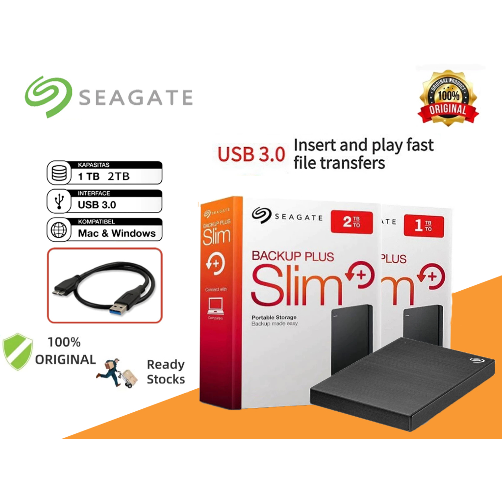 (ในสต็อก) Seagate Original ฮาร์ดไดรฟ์ภายนอก 1TB 2TB รองรับ USB ฮาร์ดไดรฟ์แบบพกพาขนาด 2.5 นิ้วภายนอก 