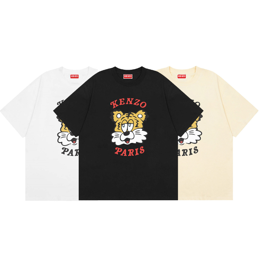 KENZO Kenzo Takada Tiger Letter เสื้อเชิ้ตแขนสั้นคอกลมพิมพ์ลาย unisex