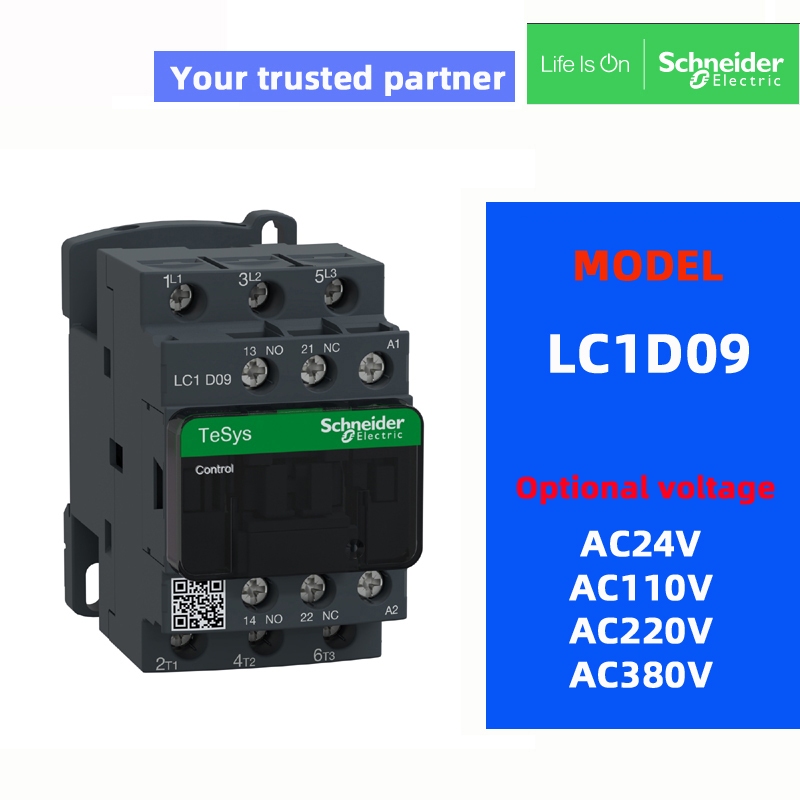 Original SchneIder Contactor LC1D09 M7C AC220V LC1D09 Q7C AC380V LC1D09 F7 AC110V LC1D09 B7 AC24V 50