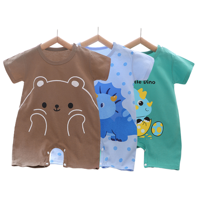 ชุดเสื้อผ้าเด็กทารก 3 ชิ้น ชุดรอมเปอร์ผ้าฝ้าย สำหรับเด็กชายและเด็กหญิง ชุดใหม่สำหรับทารก 0-12 เดือน  BABYZOOM - รูปที่ 3