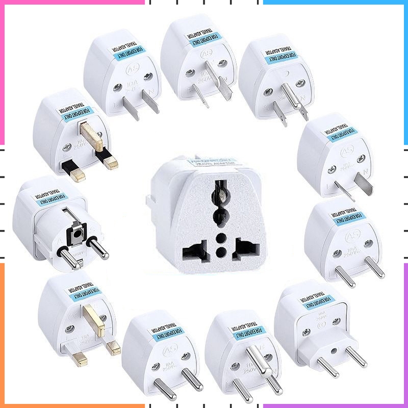 พร้อมสต็อกUniversal Adaptor Travelling Socket Plug Africa Brazil Germany Switzerland China Italy AU EU US UK Euro Travel-Plug-2pin