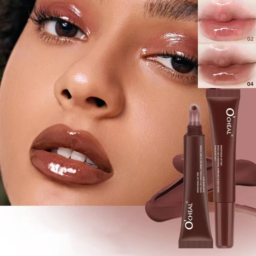 Mirror Lip Glaze Moisturizes Jelly Lip Oil เจลเหลวให้ความชุ่มชื้นยาวนาน, น้ํามันปากสีน้ําตาลนู้ด ลิปแคร์ เอสเซ้นส์ ของขวัญวันวาเลนไทน์