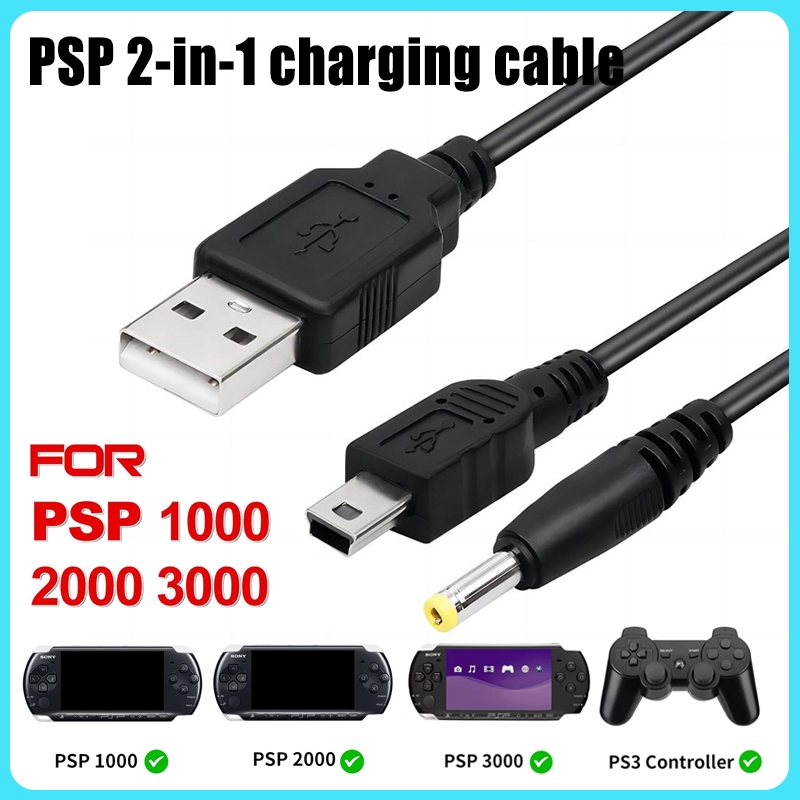 จัดส่งที่รวดเร็ว2 in 1 สายชาร์จ USB สําหรับ Sony PSP 1000 2000 3000 PS3 คอนโซล Mini 5 Pin Data Transfer Sync และสายชาร์จ