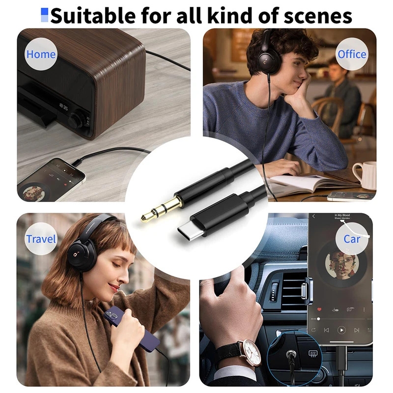 คลังสินค้าพร้อมType C ถึง 3.5 มม.แจ็ค Aux Conver Cable 1M อะแดปเตอร์เสียงสําหรับเพลงหูฟังชุดหูฟังรถลําโพง Aux สายไฟ ราคา ถูกที่สุด ดีลบีเคเค แกลเลอรีภาพที่ 9