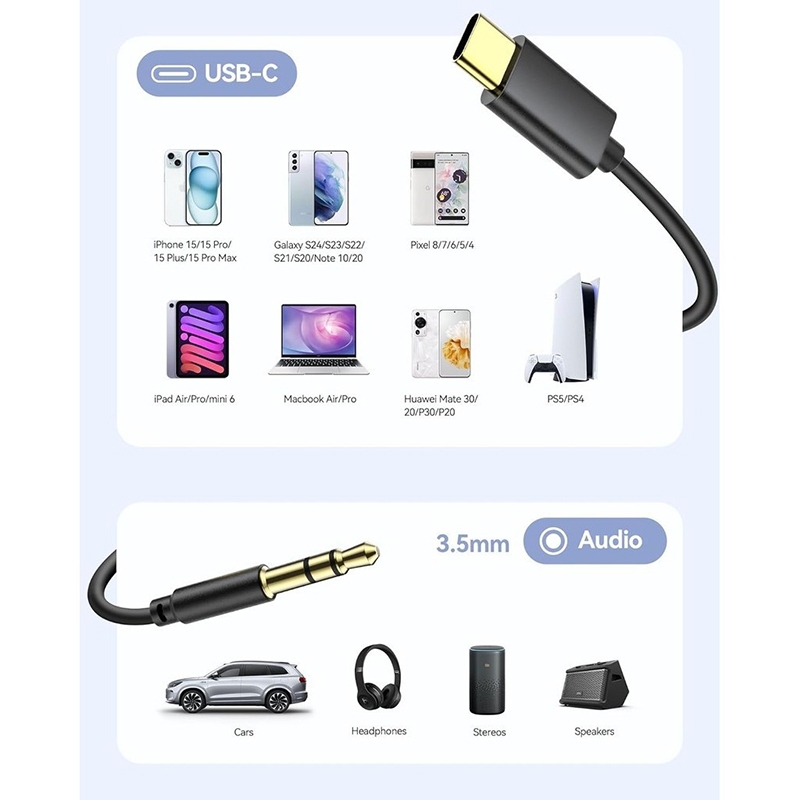 คลังสินค้าพร้อมType C ถึง 3.5 มม.แจ็ค Aux Conver Cable 1M อะแดปเตอร์เสียงสําหรับเพลงหูฟังชุดหูฟังรถลําโพง Aux สายไฟ ราคา ถูกที่สุด ดีลบีเคเค แกลเลอรีภาพที่ 2