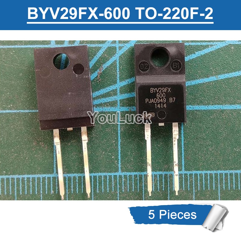 5pcs BYV29FX-600 TO-220F-2 9A/600V Ultrafast Rectifier Diode ใหม่เดิม