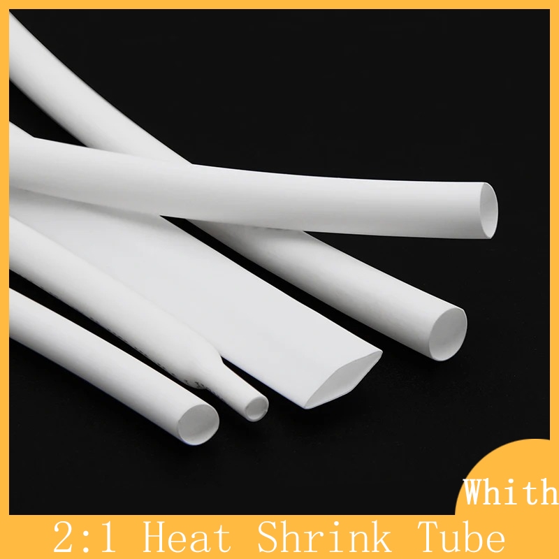 1M สีขาวความร้อนหด Heatshrinkle หลอด 2:1 เส้นผ่านศูนย์กลาง 1 มม. ~ 20 มม. ท่อ Sleeving DIY Wrap สายซ่อม Protecctor