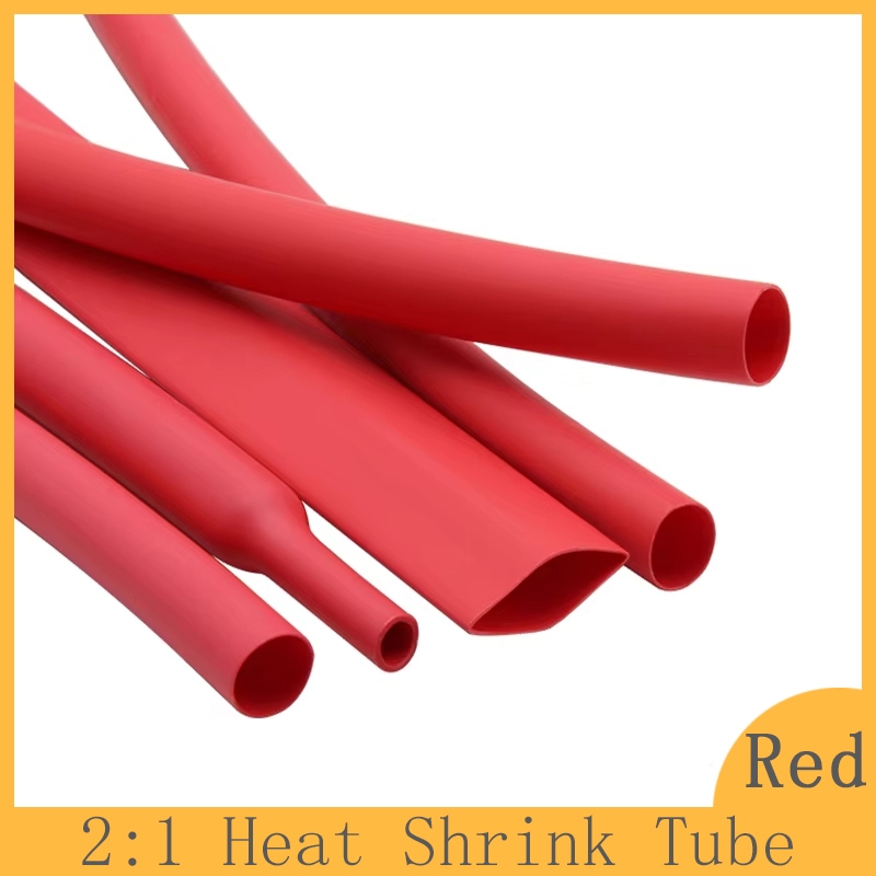 1M สีแดงความร้อนหด Heatshrinkle หลอด 2:1 เส้นผ่านศูนย์กลาง 1 มม. ~ 20 มม. ท่อ Sleeving DIY Wrap ลวดซ่อมสาย Protector