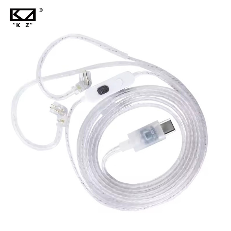 Kz Original TYPE-C หูฟังสายชุบเงินอัพเกรดสายหูฟังสําหรับ KZ Castor ZS10 PRO 2 EDX PRO X ZSN PRO 2