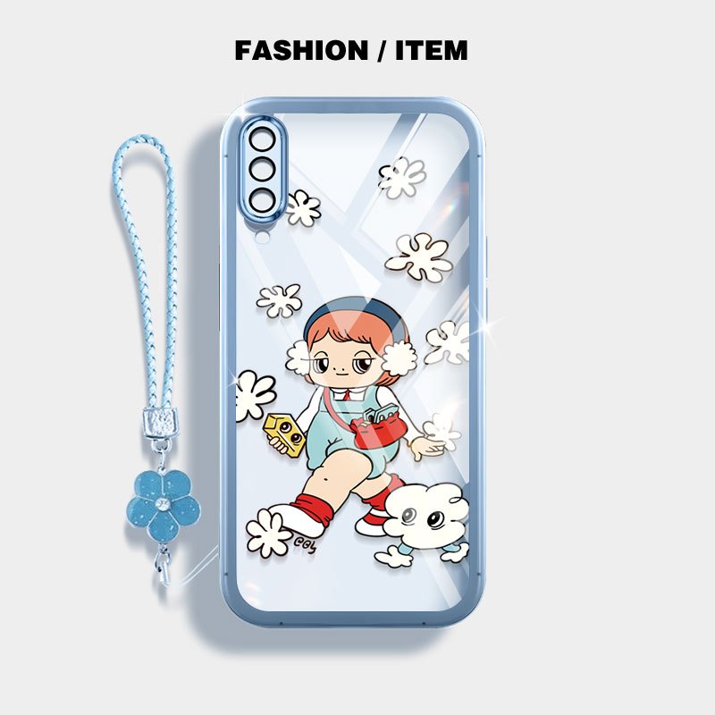 YBD สําหรับ Samsung Galaxy A50 A50S A30S A307 A03S A02S M02S A025 A307 ตลกสาวใสเคสโทรศัพท์พร้อมเชือก