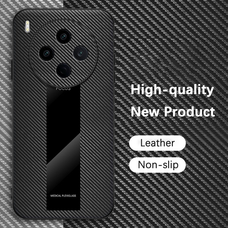 ปลอกสําหรับ vivo Y500 Pro 5G Y500Pro V2516A เคสโทรศัพท์หนังอะคริลิคคาร์บอนไฟเบอร์ขอบซิลิโคนอ่อนนุ่มป
