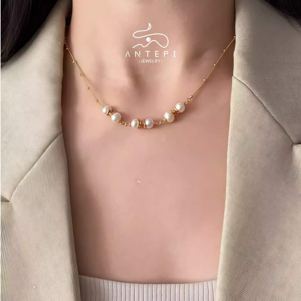 เอทีพี สร้อยคอมุกวินเทจชุบ 18เค · กันน้ําไม่ซีดจางสแตนเลสไทเทเนียมเหล็กสร้อยคอหรูหราโซ่