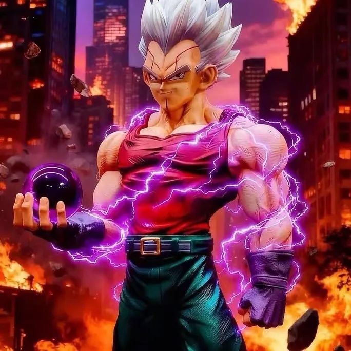 อนุภาค GT Vegeta Babe Dragon Ball รูปรุ่นจับคู่ด้านบนแกะสลักสามหัว 31 ซม.เปลี่ยนมือตารางตกแต่งของขวัญ
