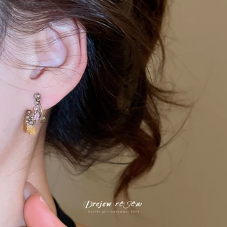 Dreejew Lucky Star Dangle Ear Cuff คริสตัลหูคลิป สำหรับผู้หญิง สไตล์แฟชั่นและน่ารัก