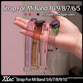 โปร่งใสสําหรับ Mi 5 6 7 8 9 สายคล้องคอสร้อยข้อมือสําหรับ Xiaomi Band 8 สายรัดข้อมือกันน้ําสีสันสดใส miband 7 สาย miband 9