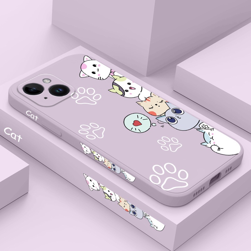 Curious Cat เคสโทรศัพท์สําหรับiPhone 15 14 Plus 13 Pro Max 12 Mini Soft Casing