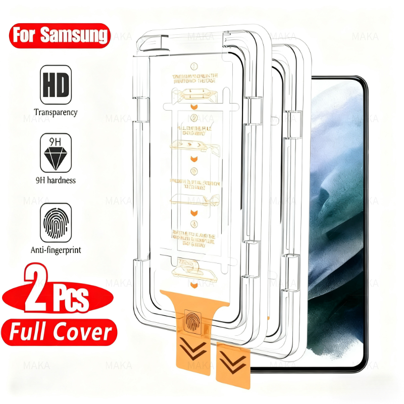 1/2PCS HD ฟิล์มกระจกนิรภัยติดตั้งง่ายสําหรับ Samsung A56 A55 A54 A53 4G 5G ฟิล์มโทรศัพท์มือถือหน้าจอป้องกันสติกเกอร์กระจก One-Button ป้องกันฝุ่นกระจกนิรภัยป้องกันหน้าจอ
