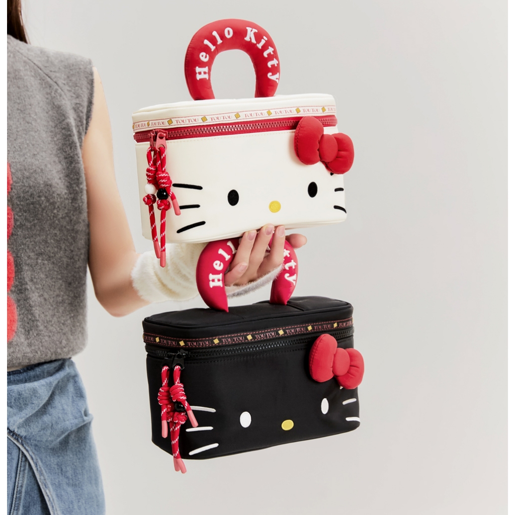 ของขวัญคริสต์มาส TOUTOU Hello Kitty กระเป๋าแต่งหน้าความจุขนาดใหญ่ห้องน้ําแบบพกพากระเป๋าสตรี