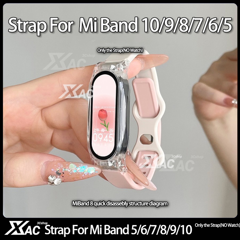 สําหรับ Xiaomi Mi Band 10 9 8 7 6 5 4 3 สายรัดข้อมือซิลิโคนสร้อยข้อมือสําหรับ Xiaomi Band 7 MiBand 6 สายรัดข้อมือ miband 5