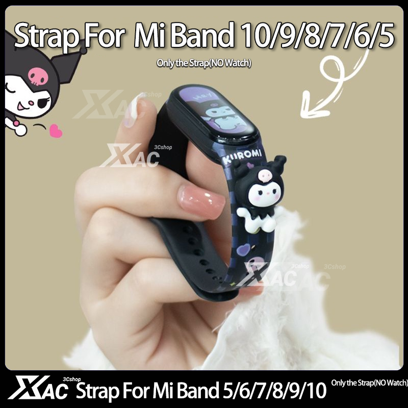 สายรัดสําหรับ Mi Band 8/9/10 สําหรับ Mi Band 7 สําหรับ Mi Band 5 สายการ์ตูนพิมพ์สายรัดข้อมือเปลี่ยนสร้อยข้อมือ Mi 8/7/6/5 อุปกรณ์เสริม