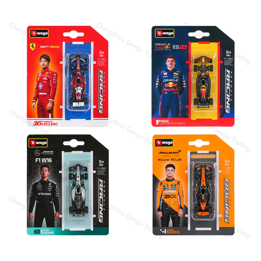Bburago 1:64 2025 F1 Redbull RB21 Mercedes-AMG W16 McLaren MCL39 Ferrari SF25 Racing Die Castยานพาหนะสูตรรถแข่งของเล่น