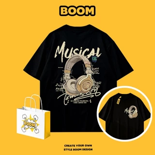 BOOM เสื้อยืดผู้ชาย cotton 100% แขนสั้น ลายแบรนด์เนมสุดเท่ Oversize ระบายอากาศดี สไตล์เกาหลี เหมาะสำหรับเยาวชน