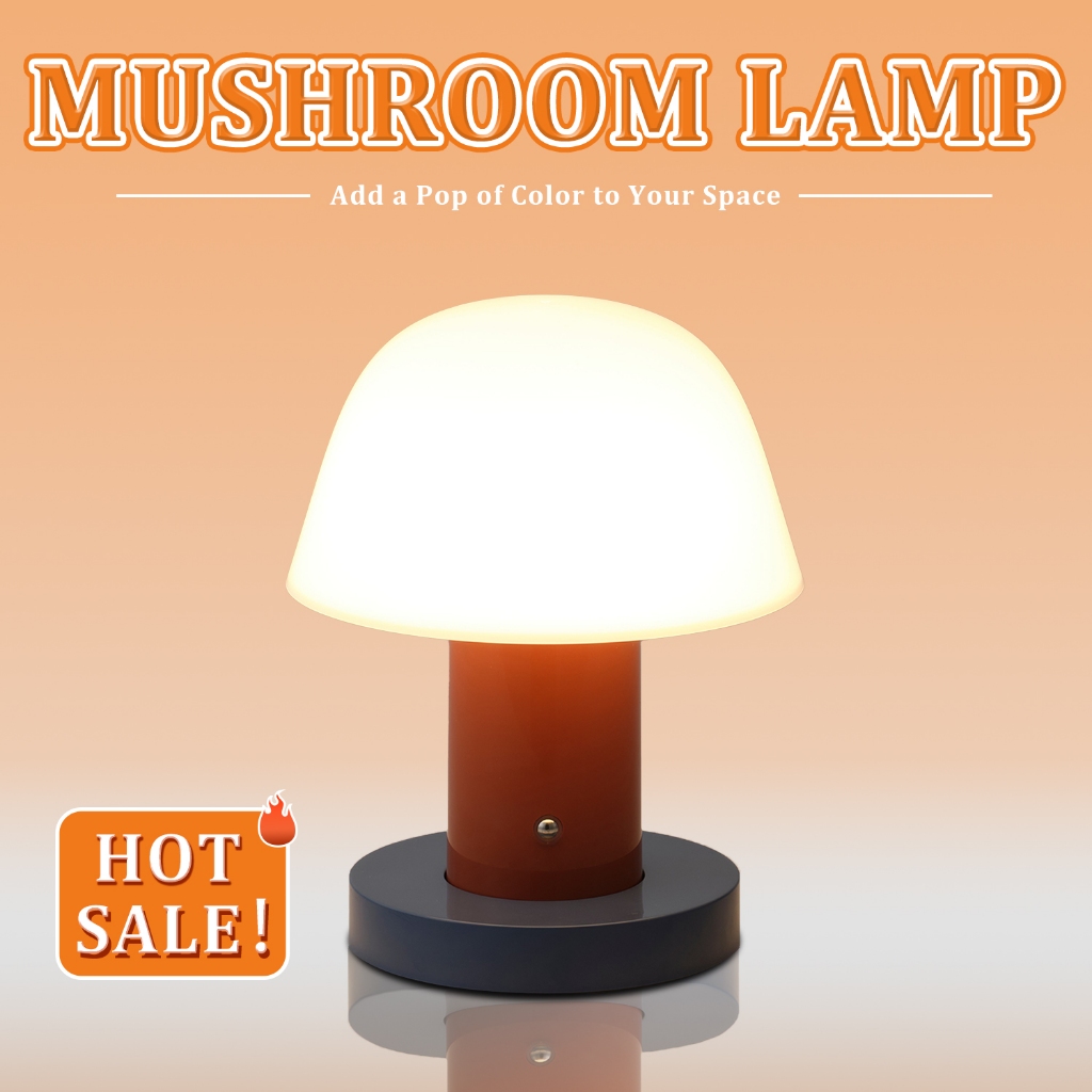 โคมไฟเห็ดโคมไฟแบบพกพา 3 สี Dimming ชาร์จ Smooth Aesthetic Design Desk Decor Cozy ห้องนอน Setup