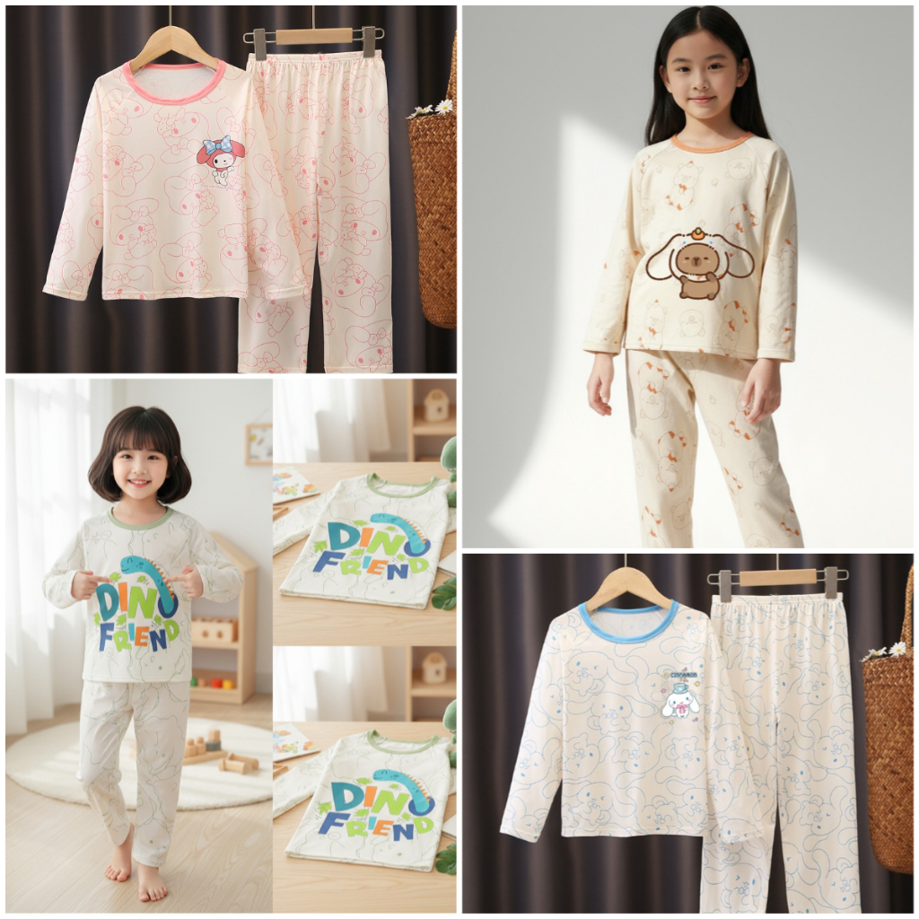 ชุด Eid Mubarak ผ่อนคลายเด็กแขนยาว Loungewear ชายหรือสาวรอบคอ Snoopy Nightclothes สําหรับ 3 - 4 ปี