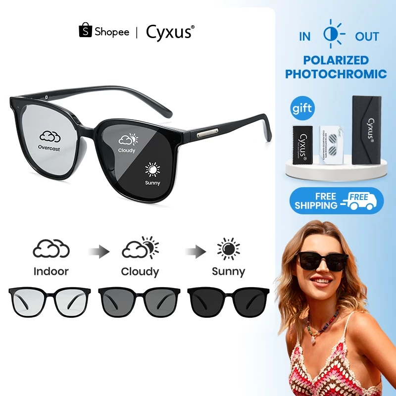 Cyxus แว่นตากันแดดโพลาไรซ์แบบโฟโตโครมิกผู้หญิงหรือผู้ชาย UV400 ป้องกันป้องกันแสงสะท้อนกระจก1711i01