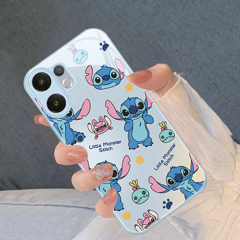 เคส Vivo V50 V60 Lite V60 V50 V40 Y200 5G เคส Vivo V40 Pro เคสน่ารักการ์ตูนเย็บกระเป๋าสัตว์ประหลาดกันกระแทกเคสโทรศัพท์หรูหราของเหลวแก้วซิลิโคนนุ่มขอบคู่กรณีสําหรับเด็กผู้หญิงนักเรียนเด็กผู้ชาย