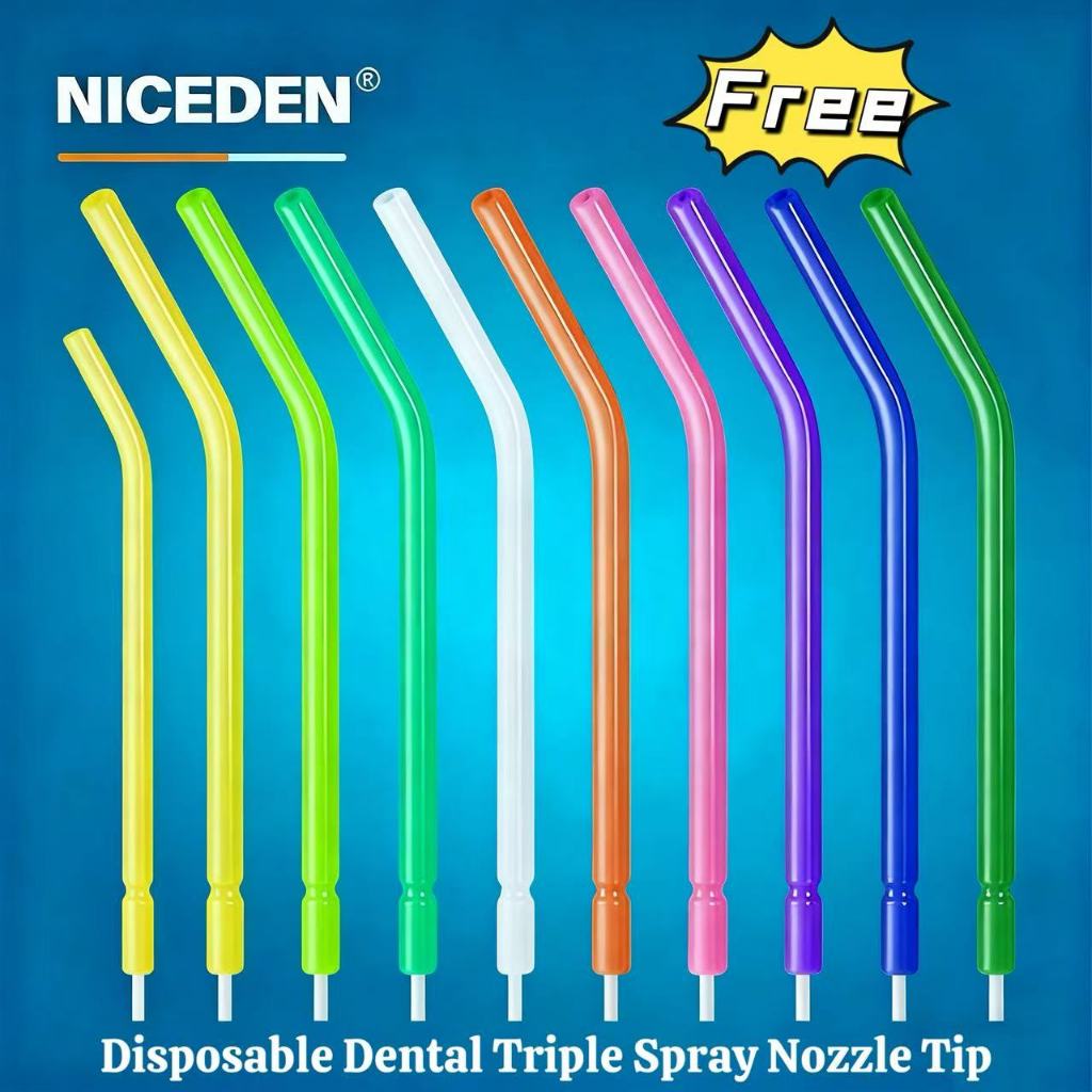 NICEDEN หัวฉีดแบบใช้แล้วทิ้งเคล็ดลับสําหรับทันตกรรม Triple Air Water Syringe 3 Way Syringe สําหรับทั