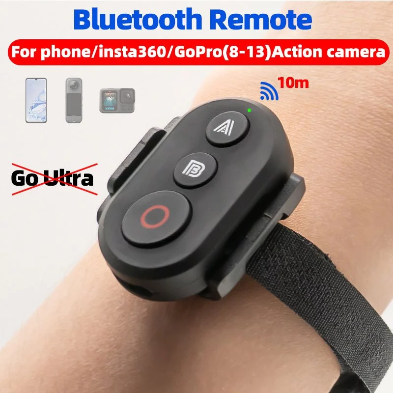 รีโมทคอนโทรลบลูทูธสำหรับ Insta360 One X2, X3, X4, X5, X4 Air, GO3, G03S, Ace Pro, Ace Pro 2, One R, RS GoPro Hero 13 12 11 10 9 8 / กล้องแอ็คชั่น DJI / อุปกรณ์เสริมโทรศัพท์มือถือ Remote