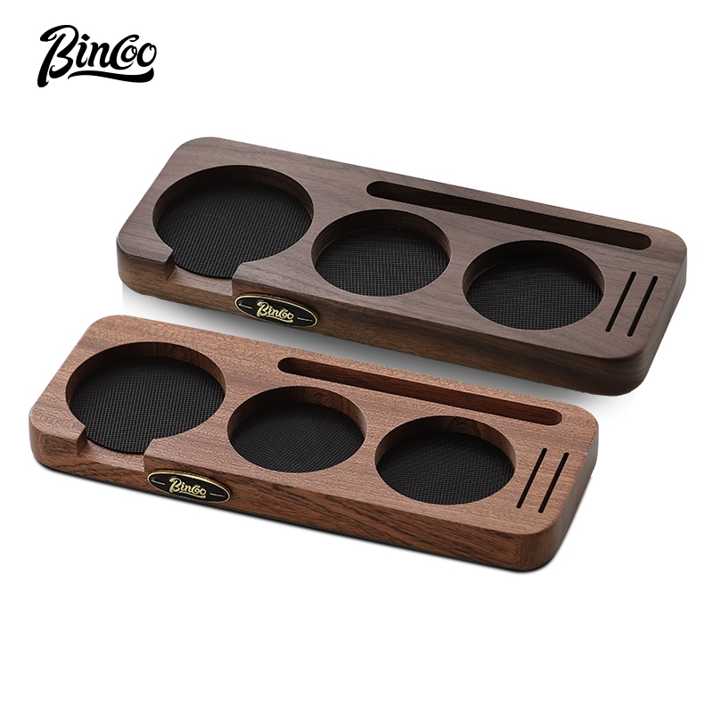 Bincoo ชุดเครื่องจ่ายผงกาแฟ วอลนัท ฐานกด ขนาด 51 58 มม.