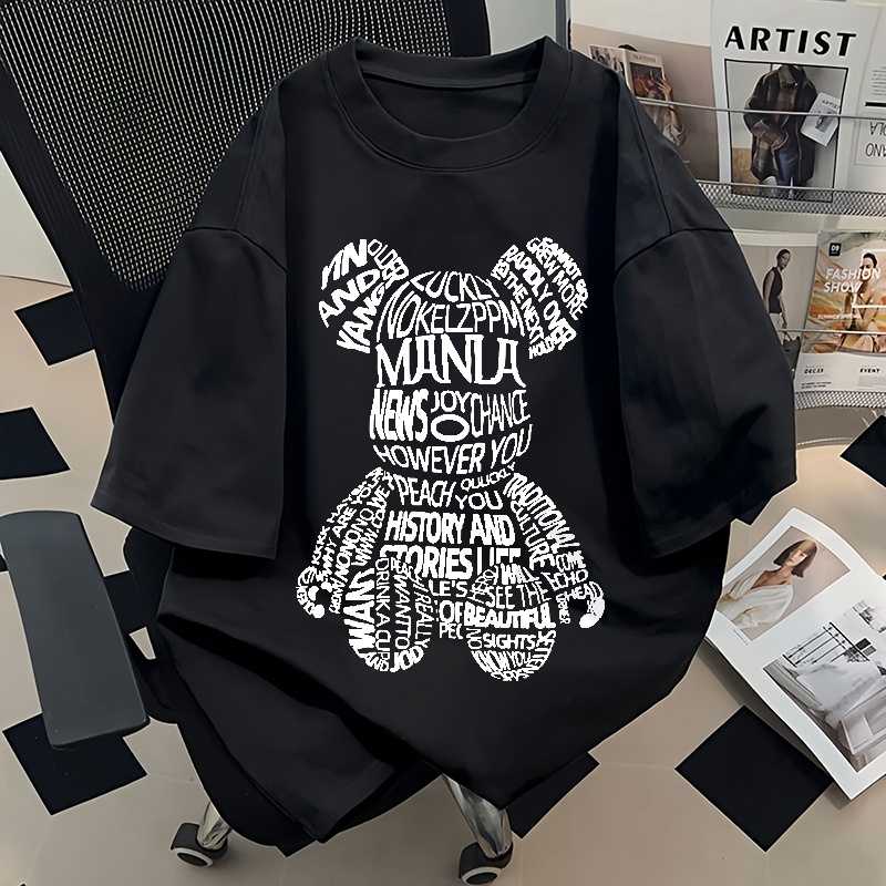 【จัดส่งจากกรุงเทพฯ】🔥BCKR ดีไซน์เก๋ ลายหมีน้อย เสื้อผญ เสื่อยืด🐻ชุดหน้าร้อน oversizeคอกลม เสื้อYG1163