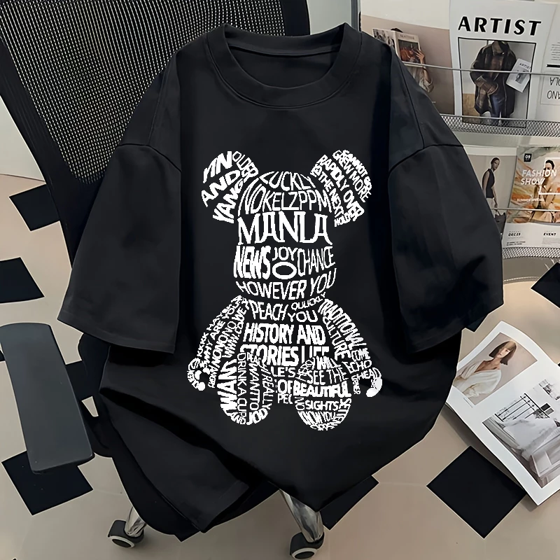 【จัดส่งจากกรุงเทพฯ】🔥BCKR ดีไซน์เก๋ ลายหมีน้อย เสื้อผญ เสื่อยืด🐻ชุดหน้าร้อน oversizeคอกลม เสื้อYG1163