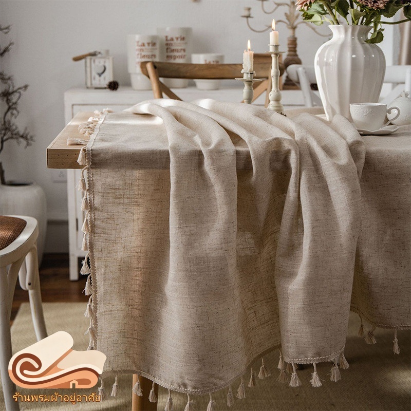 ผ้าปูโต๊ะสไตล์ยุโรปแบบเรียบง่าย ทำจากผ้าฝ้ายและลินิน สบายตาสำหรับห้องอาหารในบ้านหรือโรงแรม