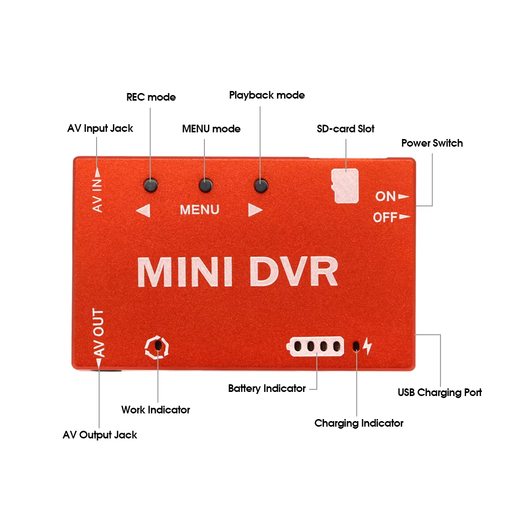เครื่องบันทึก FPV Mini FPV DVR โมดูล NTSC/PAL สลับได้แบตเตอรี่ในตัววิดีโอเสียงเครื่องบันทึก FPV สําหรับเครื่องบิน RC - รูปที่ 3