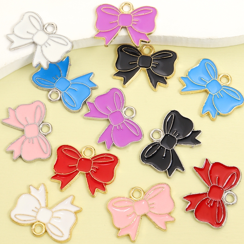 อัญมณีแฟชั่น 6 สี ประดับโบว์และหยดน้ำมันโลหะ สไตล์น่ารักเหมือนเจ้าหญิง สำหรับ DIY