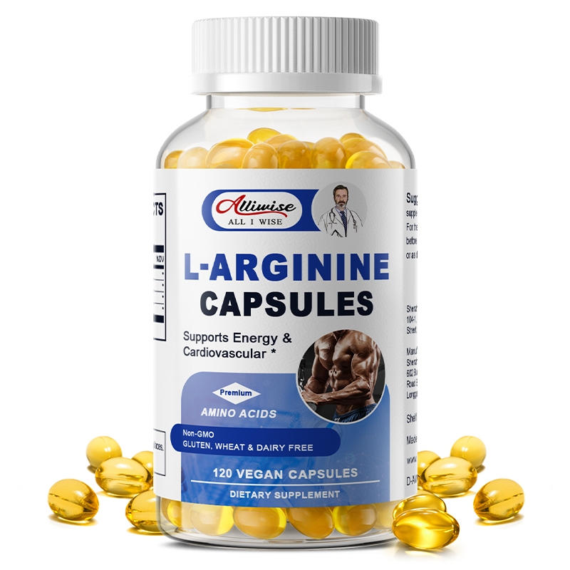 Alliwise แคปซูลมังสวิรัติ แคปซูล L-arginine อาหารเสริมสร้างกล้ามเนื้อ lelaki รองรับพลังงาน อาหารเสริมกล้ามเนื้อ คาร์ดิโอวา