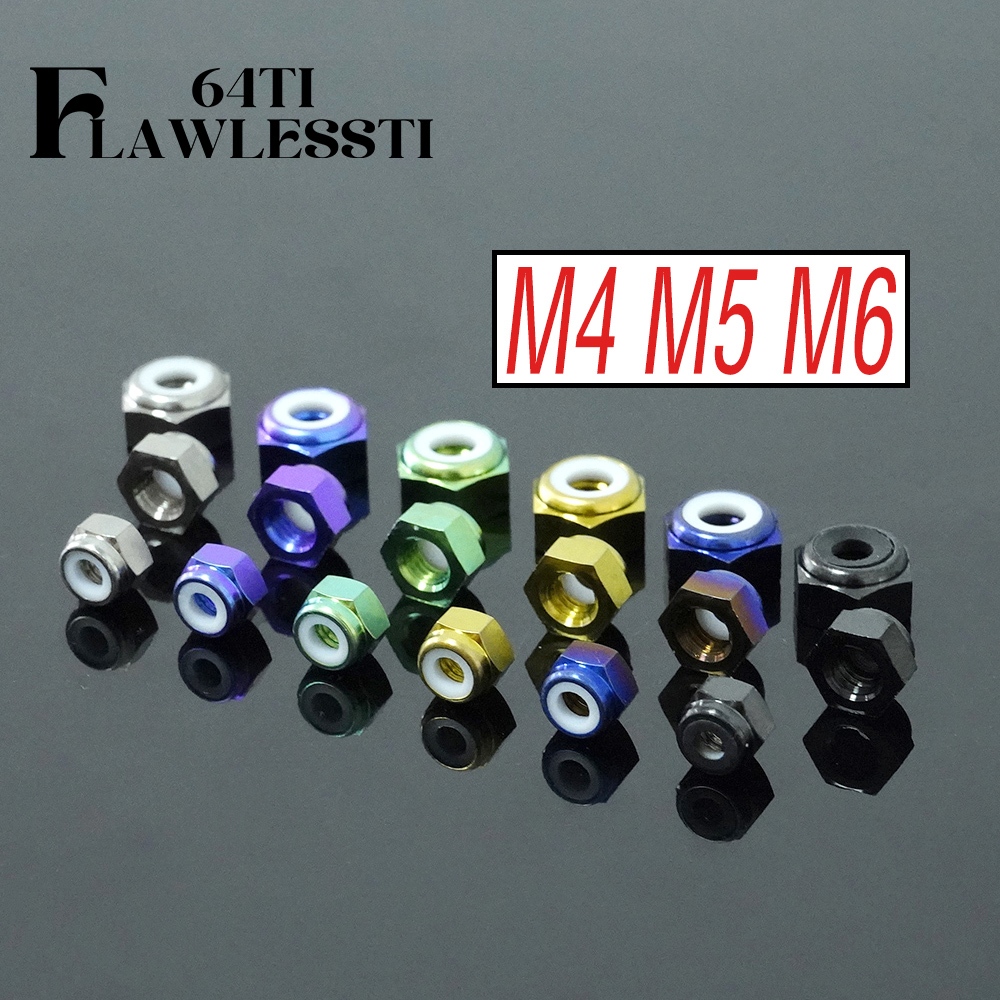 FLAWLESSTI M4 M5 M6 Gr5 น็อตไทเทเนียม น็อตล็อคไนลอน