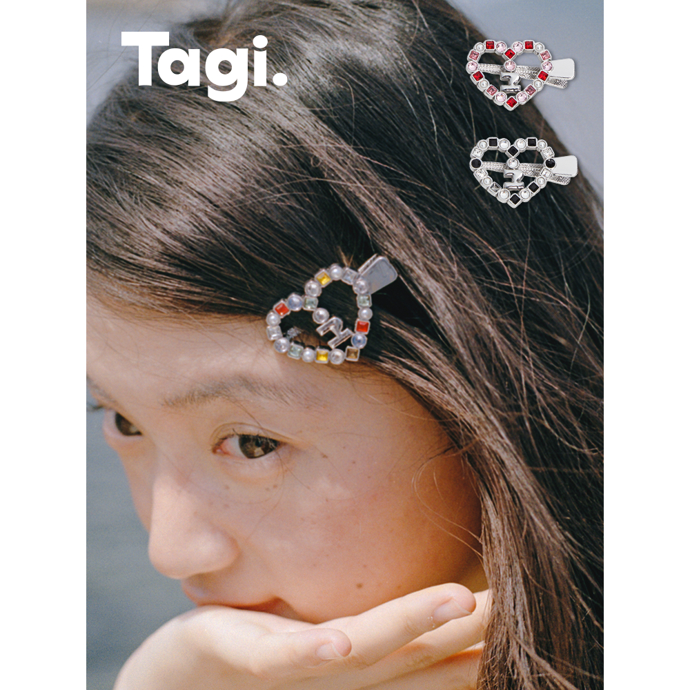 Tagi. Love Diamond Hairpin กิ๊บติดผมประดับเพชรหัวใจ เครื่องประดับผมผู้หญิง