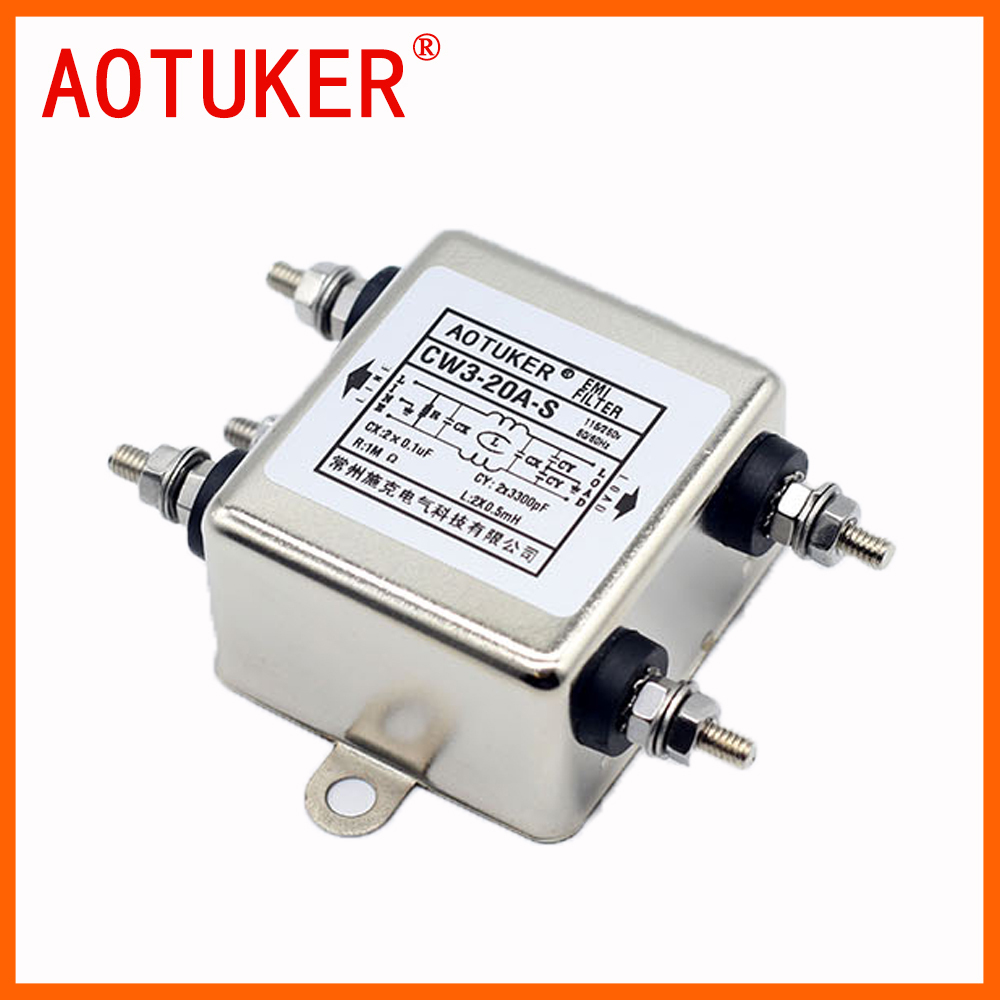 EMI Power Filter 220V เฟสเดียว Bolt ประเภทการติดตั้งขนาดเล็ก [CW3-3/6/10/20A-S]