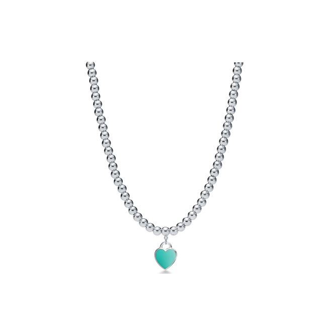 สร้อยคอลูกปัดหัวใจสีน้ำเงิน Sterling Silver 925