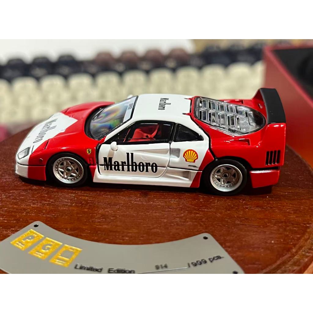 ขายพร้อมสต็อก -- PGM Ferrari F40 Marlboro 64 Scales เปิดอย่างเต็มที่