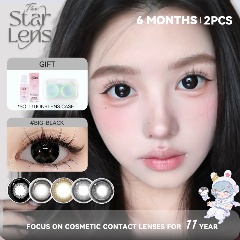 Starlens 1 คู่ DIA14.2-14.5 มม. คอนแทคเลนส์สีดําใหญ่ใช้สําหรับเกรดตาตุ๊กตา 6 เดือน(0.0~ 8.0)