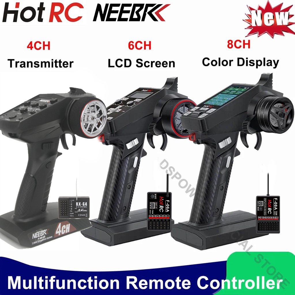 HOTRC CT8A CT6A CT4A 4CH 6CH 8CH วิทยุเครื่องส่งสัญญาณรีโมทคอนโทรล 2.4 Ghz พร้อม F04A F06A F08A สําห