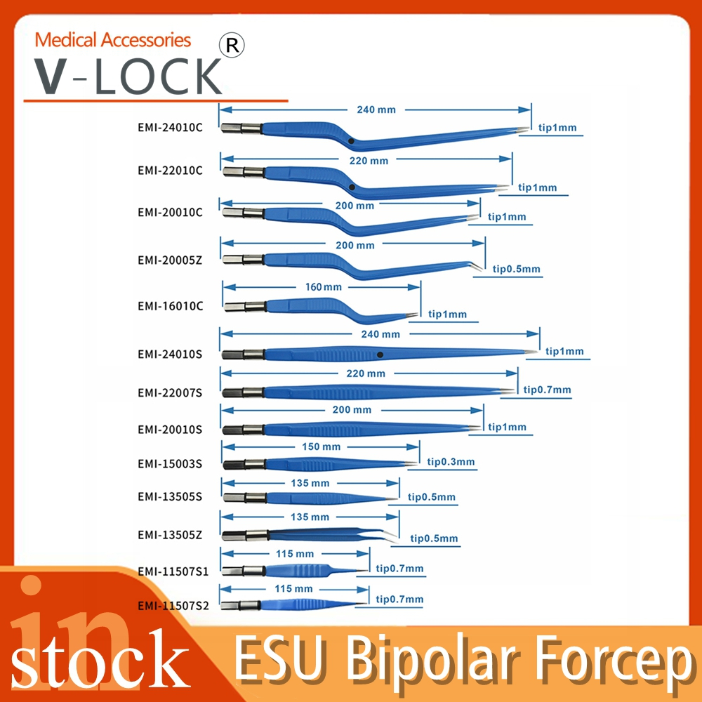 Reusable IEC Blue Bipolar Forceps แหนบสําหรับ Electrosurgical Unit Bipolar แหนบตรงสําหรับอิเล็กโทรดศ