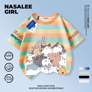【จัดส่งทันที×ถึงใน 2 วัน】เสื้อยืดเด็ก NASA ลายแมว เนื้อผ้าฝ้…