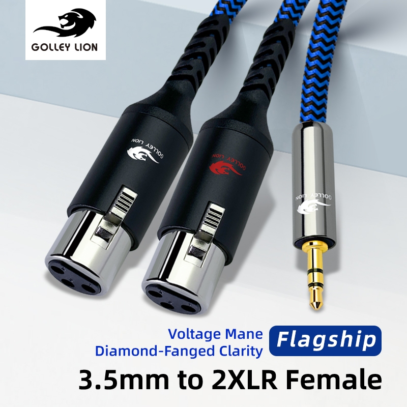 GOLLEY LION Dual XLR Female to 3.5 mm TRS Stereo สายไมโครโฟน, 2 XLR Female to 1/8 นิ้ว TRS Stereo Y 